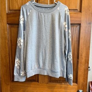 Gray Floral Sweatshirt